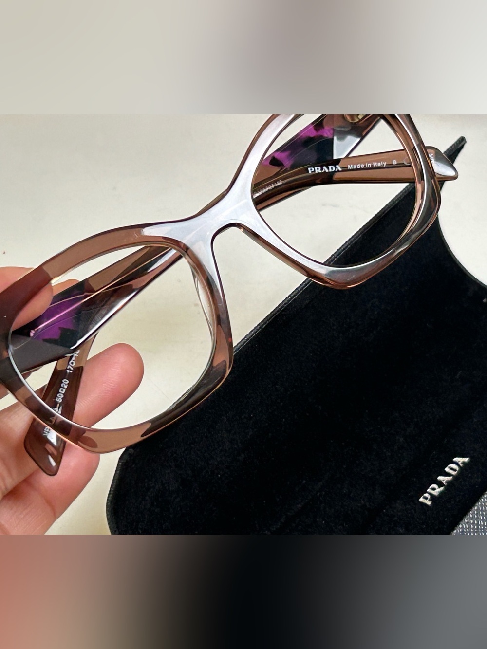 PRADA Women's Brown Transparent Frame Glasses